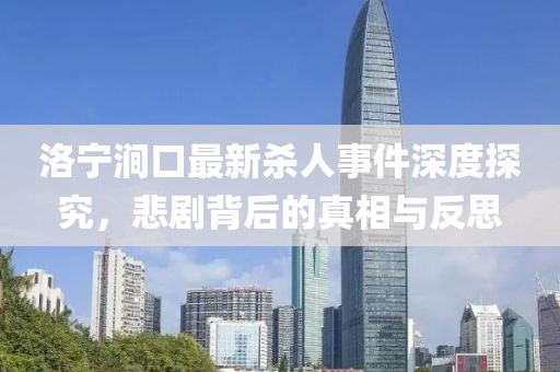 洛宁涧口最新杀人事件深度探究，悲剧背后的真相与反思