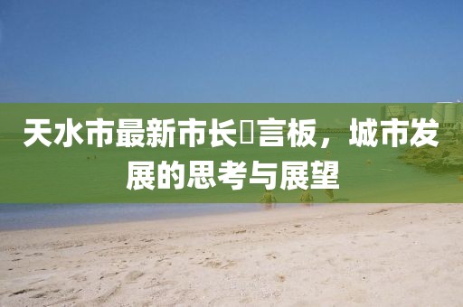 天水市最新市长畄言板，城市发展的思考与展望