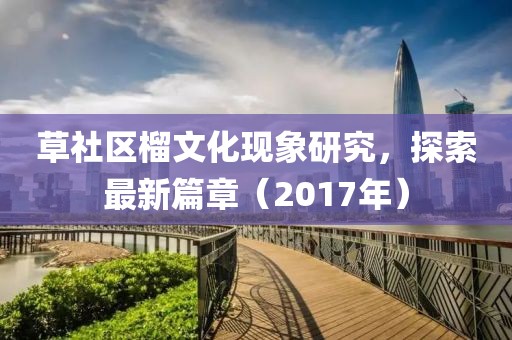 草社区榴文化现象研究，探索最新篇章（2017年）