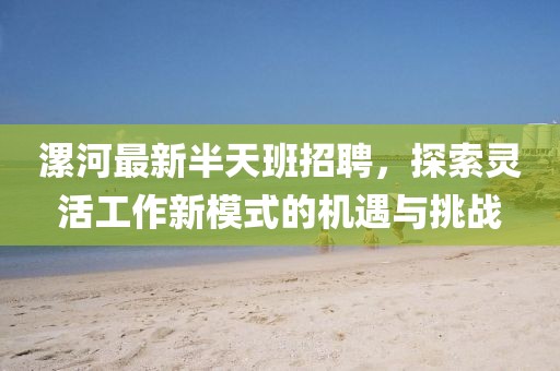 漯河最新半天班招聘，探索灵活工作新模式的机遇与挑战