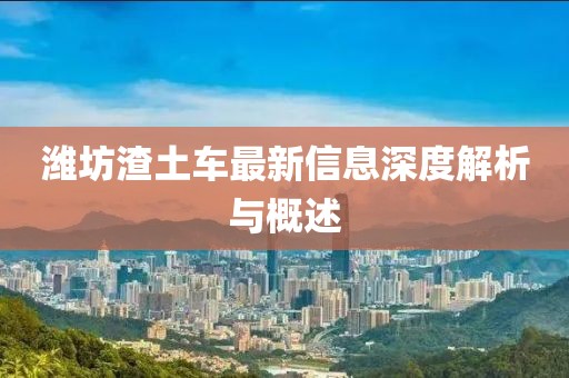 潍坊渣土车最新信息深度解析与概述