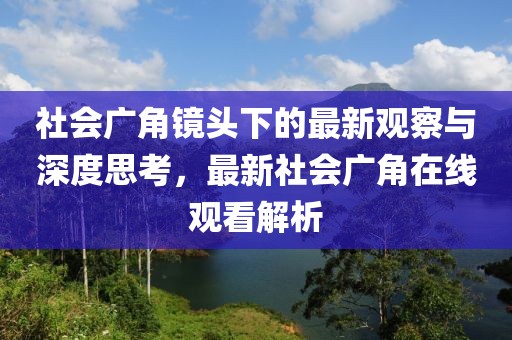 社会广角镜头下的最新观察与深度思考，最新社会广角在线观看解析