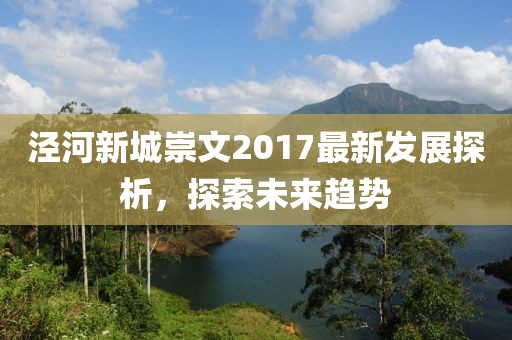 泾河新城崇文2017最新发展探析，探索未来趋势