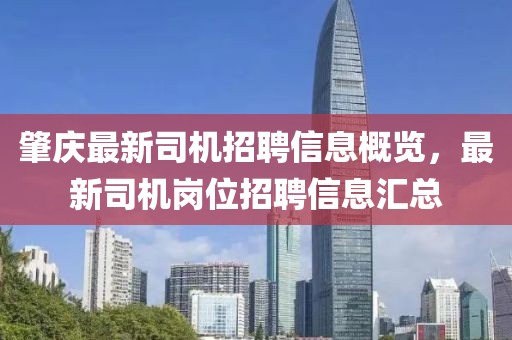 肇庆最新司机招聘信息概览，最新司机岗位招聘信息汇总