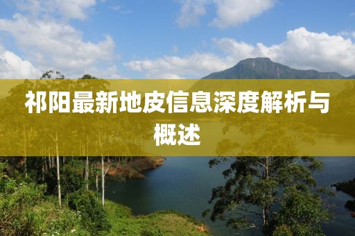 祁阳最新地皮信息深度解析与概述