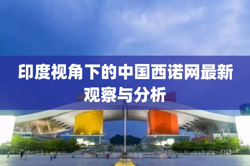 印度视角下的中国西诺网最新观察与分析