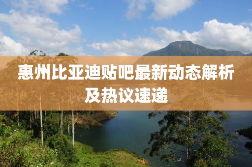 惠州比亚迪贴吧最新动态解析及热议速递