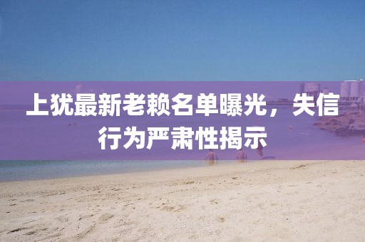 上犹最新老赖名单曝光，失信行为严肃性揭示