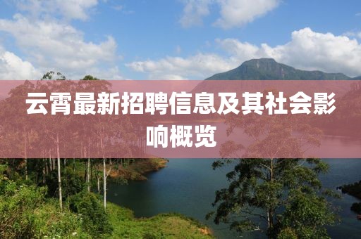 云霄最新招聘信息及其社会影响概览