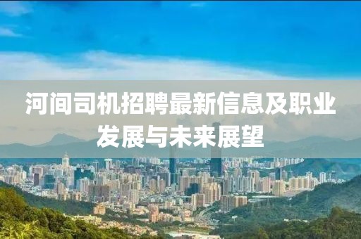 河间司机招聘最新信息及职业发展与未来展望