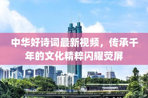 中华好诗词最新视频，传承千年的文化精粹闪耀荧屏