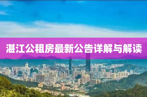 湛江公租房最新公告详解与解读