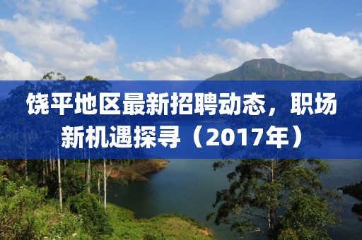 饶平地区最新招聘动态，职场新机遇探寻（2017年）