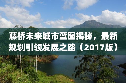 藤桥未来城市蓝图揭秘，最新规划引领发展之路（2017版）