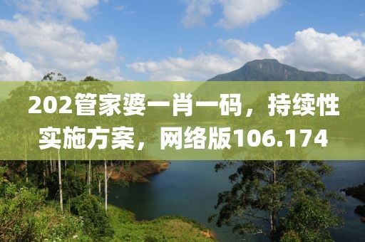 202管家婆一肖一码，持续性实施方案，网络版106.174