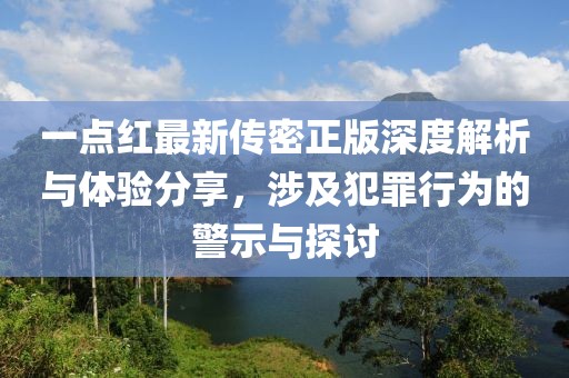一点红最新传密正版深度解析与体验分享，涉及犯罪行为的警示与探讨