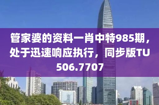 管家婆的资料一肖中特985期，处于迅速响应执行，同步版TU506.7707