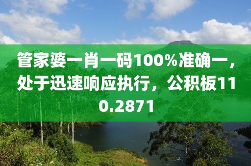 管家婆一肖一码100%准确一，处于迅速响应执行，公积板110.2871