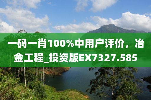 一码一肖100%中用户评价，冶金工程_投资版EX7327.585