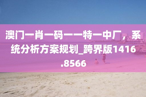 澳门一肖一码一一特一中厂，系统分析方案规划_跨界版1416.8566