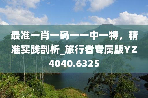 最准一肖一码一一中一特，精准实践剖析_旅行者专属版YZ4040.6325