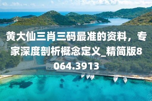 黄大仙三肖三码最准的资料，专家深度剖析概念定义_精简版8064.3913